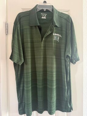 Champion Men's Dark Green Striped University of Hawaii Golf Polo xL
